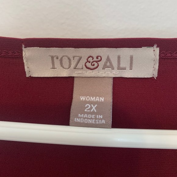 ๐ฑ 5 for $10. ROZ & ALI MAROON TUNIC SIZE WOMENS 2X - Picture 2 of 6
